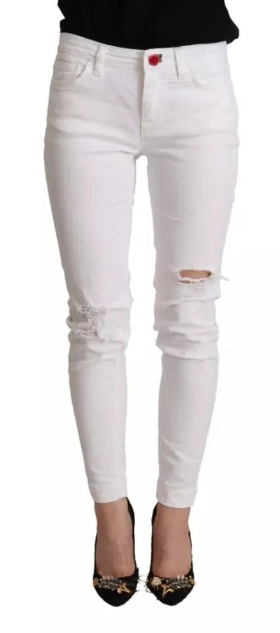 Pre-owned Dolce & Gabbana White Cotton Denim Pretty Slim Fit Women's Jeans ()