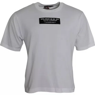 Dolce & Gabbana White Cotton Dg Applique Men Casual T-shirt In Grey