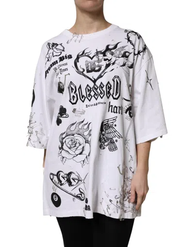 Dolce & Gabbana White Cotton Dg Blessed Printed T-shirt
