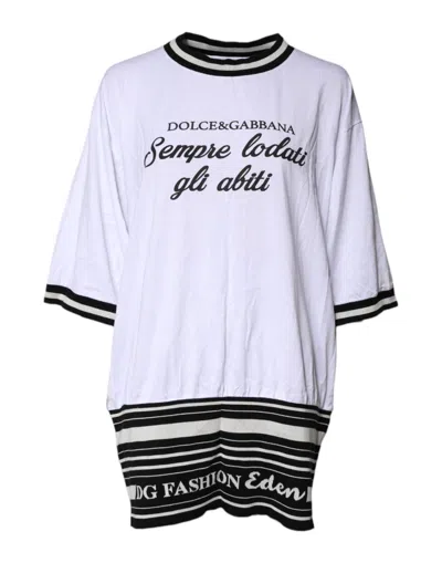 Pre-owned Dolce & Gabbana White Cotton Dg Fashion Crew Neck Tee Women's T-shirt ()