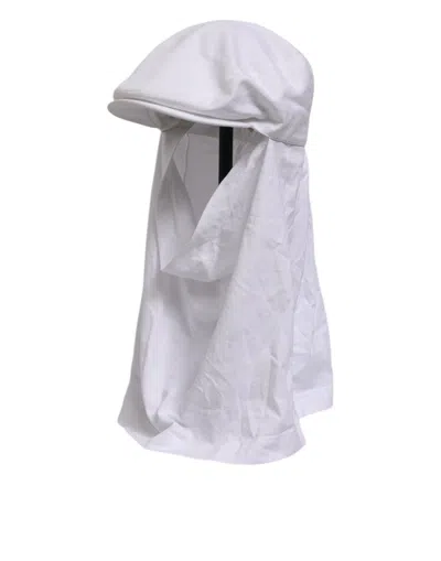Dolce & Gabbana White Cotton Dg Logo Plaque Baseball Balaclava Hat