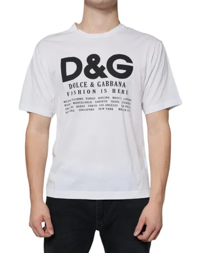 Dolce & Gabbana White Cotton Dg Logo Print Casual T-shirt