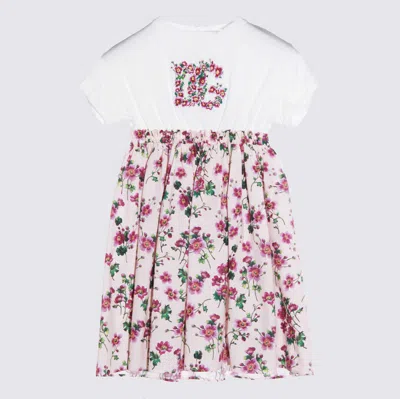 Dolce & Gabbana Kids' White Cotton Dress In Multi
