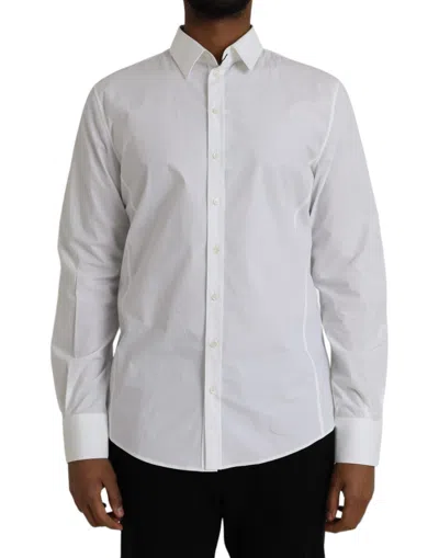 Dolce & Gabbana White Cotton Formal Dress Top Sicilia Men's Shirt