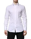 Dolce & Gabbana White Gold Cotton Long Sleeves Men Formal Shirt In White