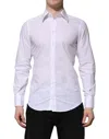 Dolce & Gabbana White Gold Cotton Long Sleeves Men Formal Shirt In White