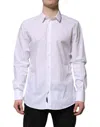 Dolce & Gabbana White Gold Cotton Long Sleeves Men Formal Shirt In White
