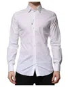 Dolce & Gabbana White Gold Cotton Long Sleeves Men Formal Shirt In White