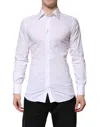 Dolce & Gabbana White Gold Cotton Long Sleeves Men Formal Shirt