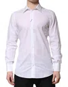 Dolce & Gabbana White Gold Cotton Long Sleeves Men Formal Shirt In White
