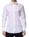 Dolce & Gabbana White Gold Cotton Long Sleeves Men Formal Shirt In White