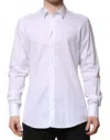 Dolce & Gabbana White Gold Cotton Long Sleeves Men Formal Shirt In White
