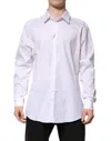 Dolce & Gabbana White Gold Cotton Long Sleeves Men Formal Shirt In White