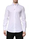 Dolce & Gabbana White Gold Cotton Long Sleeves Men Formal Shirt In White