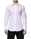 Dolce & Gabbana White Gold Cotton Long Sleeves Men Formal Shirt In White