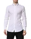 Dolce & Gabbana White Gold Cotton Long Sleeves Men Formal Shirt In White