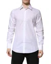 Dolce & Gabbana White Gold Cotton Long Sleeves Men Formal Shirt In White