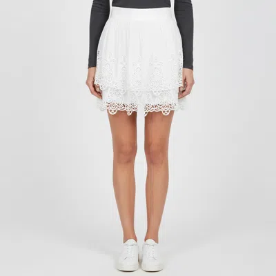 Pre-owned Dolce & Gabbana White Cotton Guipure Lace Tiered Mini Skirt S