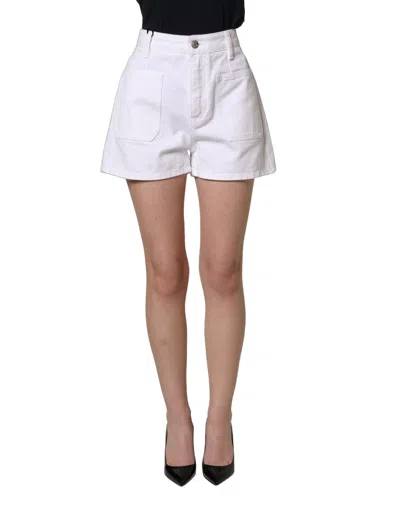 Pre-owned Dolce & Gabbana White Cotton Highwaist Denim Hotpants Women's Shorts ()