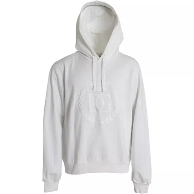 Pre-owned Dolce & Gabbana Dark Blue Crown Hooded Pullover Men's Sweater In White