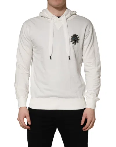 Pre-owned Dolce & Gabbana White Cotton Hooded Sweatshirt Men's Sweater ()
