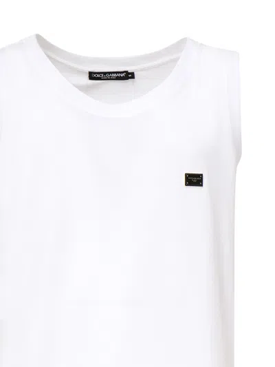Dolce & Gabbana White Cotton Jersey Tank Top