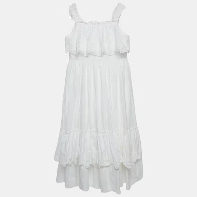 Pre-owned Dolce & Gabbana White Cotton Lace Trimmed Dress (11-12 Yrs)