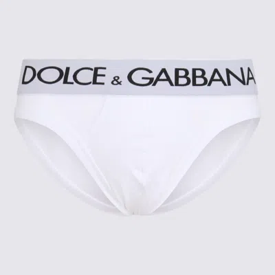 Dolce & Gabbana White Cotton Logo Briefs In Bianco