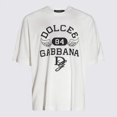 Dolce & Gabbana White Cotton Logo T-shirt In White/black