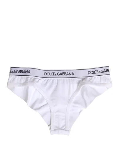 Dolce & Gabbana White Cotton Logo Waistband Brief Panty Underwear