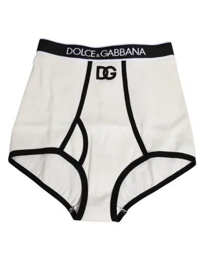 Dolce & Gabbana White Cotton Logo Waistband Culotte  Underwear