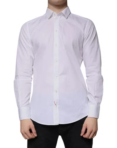 Pre-owned Dolce & Gabbana White Cotton Long Sleeve Formal Dress Men's Shirt ()