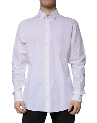 Pre-owned Dolce & Gabbana White Cotton Long Sleeve Martini Dress Men's Shirt ()