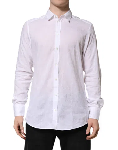 Pre-owned Dolce & Gabbana White Cotton Long Sleeves Collared Formal Men's Shirt ()