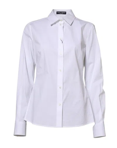 Pre-owned Dolce & Gabbana White Cotton Long Sleeves Collared Shirt Women's Top ()