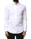 Dolce & Gabbana White Gold Cotton Long Sleeves Men Formal Shirt In White