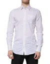 Dolce & Gabbana White Gold Cotton Long Sleeves Men Formal Shirt In White