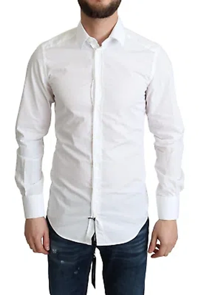 Pre-owned Dolce & Gabbana White Cotton Long Sleeves Men Formal Shirt