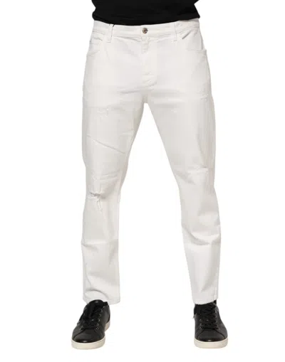 Pre-owned Dolce & Gabbana White Cotton Loose Men Denim Men's Jeans ()