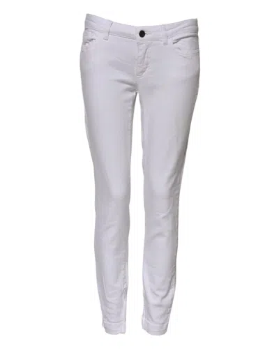Pre-owned Dolce & Gabbana White Cotton Low Waist Skinny Denim Women's Jeans ()