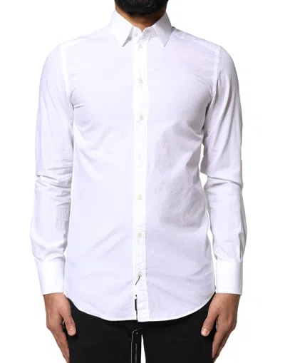 Pre-owned Dolce & Gabbana White Cotton Martini Formal Men Dress Men's Shirt ()