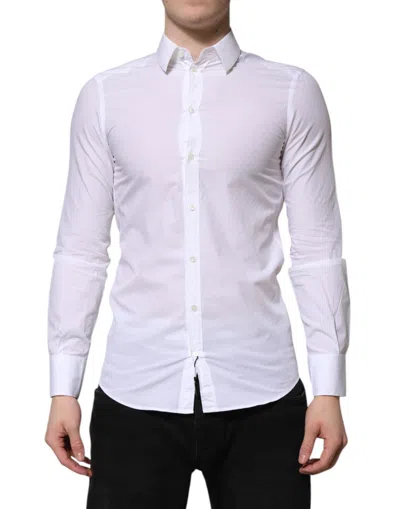 Pre-owned Dolce & Gabbana White Cotton Martini Long Sleeve Dress Men's Shirt ()
