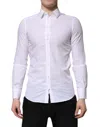 Dolce & Gabbana White Gold Cotton Long Sleeves Men Formal Shirt In White