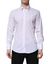 Dolce & Gabbana White Gold Cotton Long Sleeves Men Formal Shirt In White