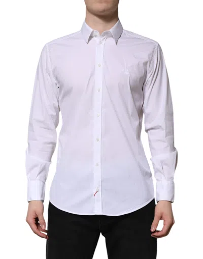 DOLCE & GABBANA WHITE COTTON MARTINI LONG SLEEVE DRESS SHIRT