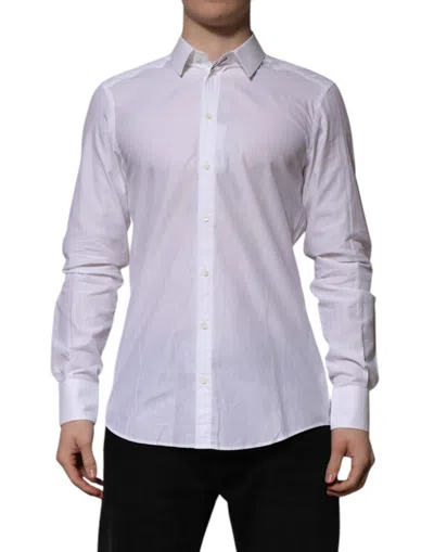 Dolce & Gabbana White Cotton Martini Long Sleeve Formal Shirt