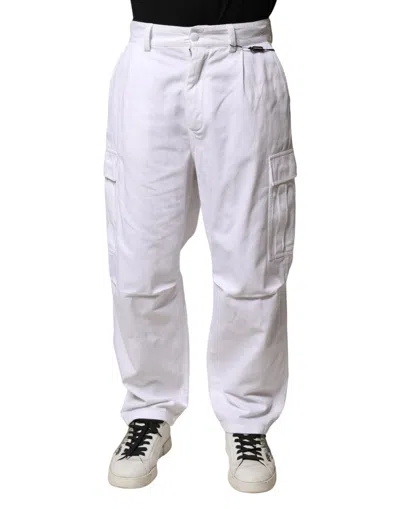 Pre-owned Dolce & Gabbana White Cotton Men Cargo Denim Trouser Men's Jeans ()
