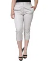 Dolce & Gabbana White Cotton Mid Waist Cropped Skinny Pants In White