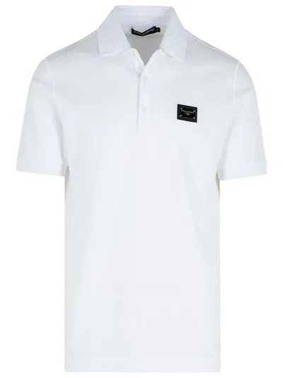 Dolce & Gabbana White Cotton Polo Shirt Men