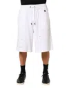 Dolce & Gabbana White Cotton Ripped Bermuda Sweatpants Shorts In White